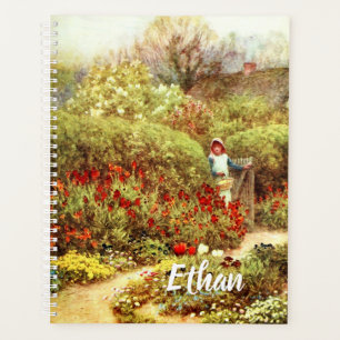 Fille dans Luscious Jardin victorien