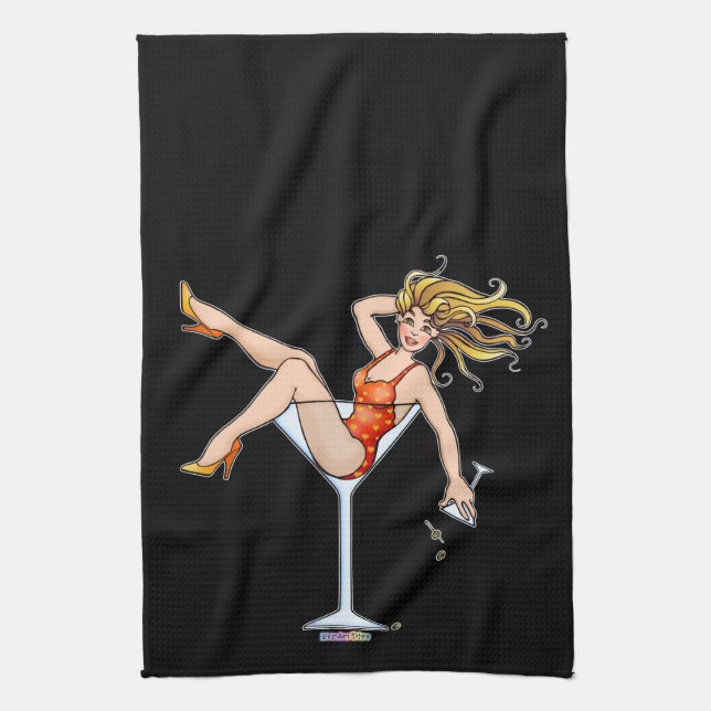 FILLE DANS UN VERRE À MARTINI (2) SERVIETTE (Vertical)