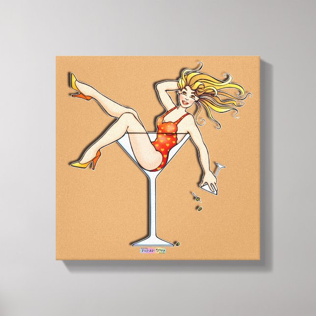 FILLE DANS UN VERRE À MARTINI (Olivia) Toile tendu (Recto)