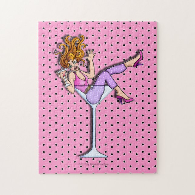 FILLE DANS UN VERRE À MARTINI PUZZLE (Lav) (Vertical)