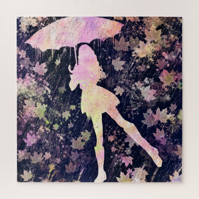 Fille Danser dans la pluie Jigsaw Puzzle - Peintur (Vertical)