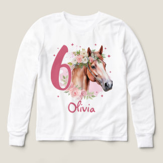 Fille de 6 ans anniversaire Cheval Pastel Rose Six