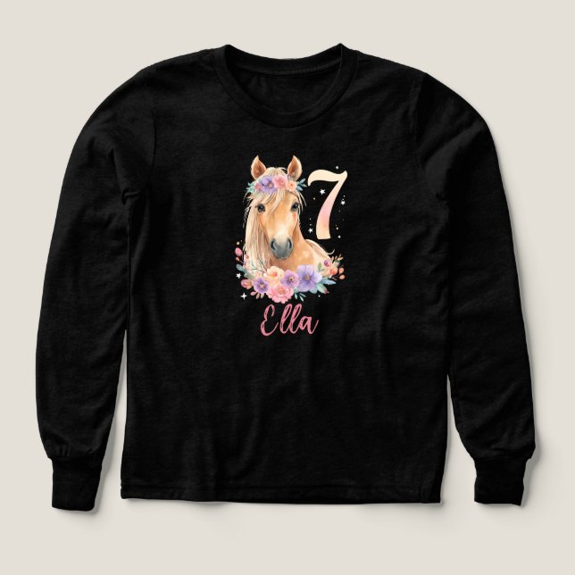 Fille de 7 ans personnalisée Cheval Pastel Rose  (Motif recto)