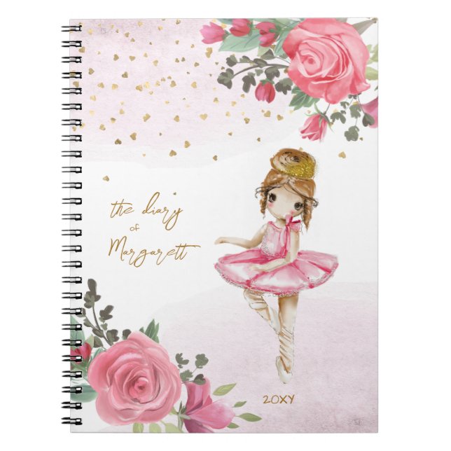 Fille de ballet Journal intime floral rose quotidi (Devant)