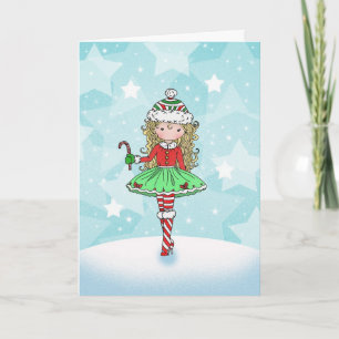 Fille de carte de Noël petite avec Candycane