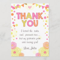 Fille de carte de remerciements d'anniversaire de
