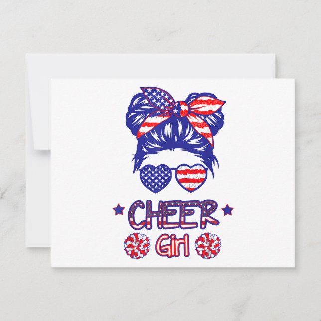 Fille de cheer avec drapeau américain 4 juillet US (Devant)