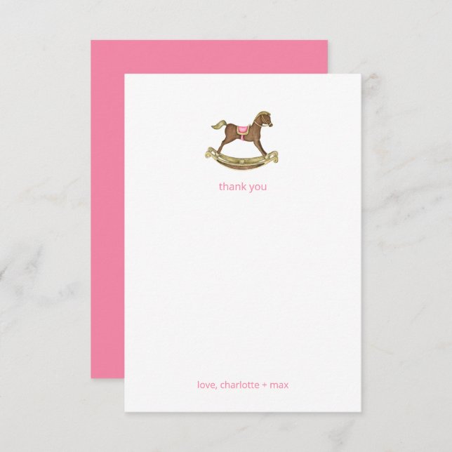Fille de cheval à bascule baby shower merci (Devant / Derrière)