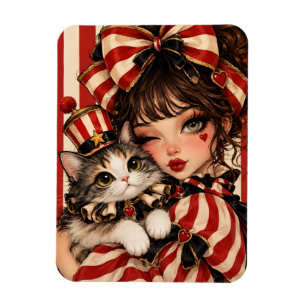 Fille de cirque et chat Magnet Photo Flexible