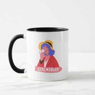 Fille de dessin de conception de tasse à café