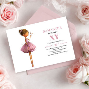 Fille de fée fantaisiste Invitations d'anniversair