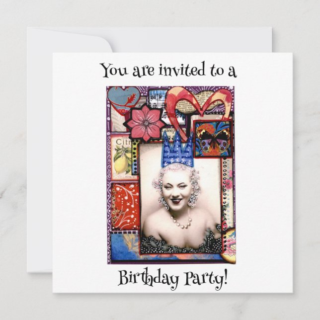 Fille de fête Invitation fête d'anniversaire (Devant)