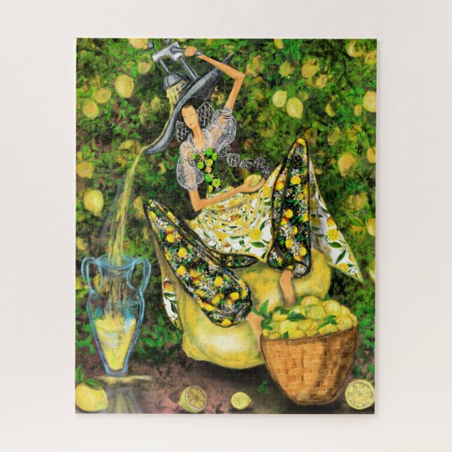 Fille de la ferme dans le jardin de citrons Puzzle (Vertical)