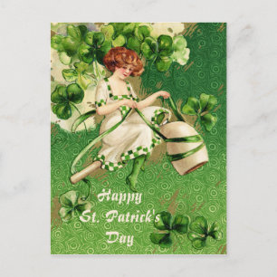 Fille de la Saint-Patty Vintage Carte Postale