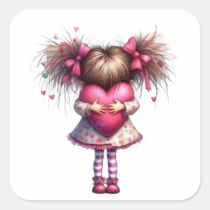 Fille de la Saint-Valentin Art Autocollant 3 Pouce
