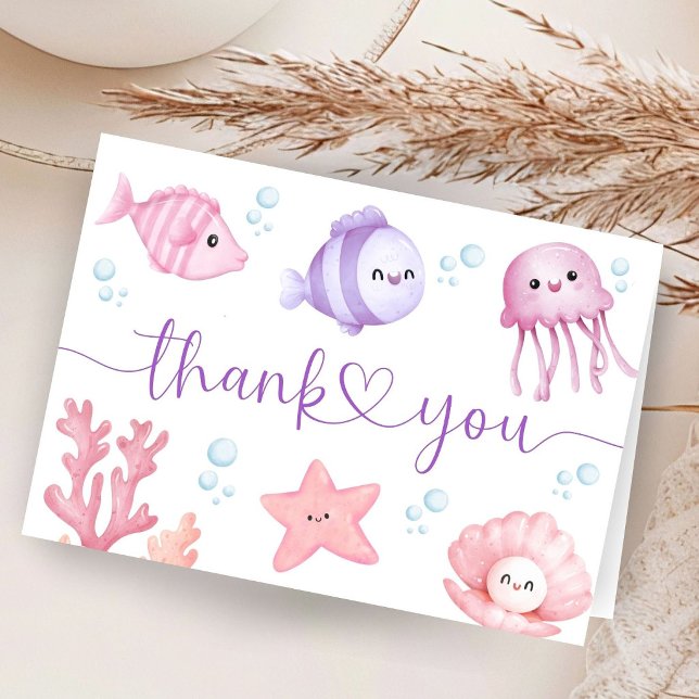Fille de l'océan rose Baby Shower pliée Merci (Créateur téléchargé)
