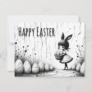 Fille de Pâques noir et blanc avec oreilles de lap