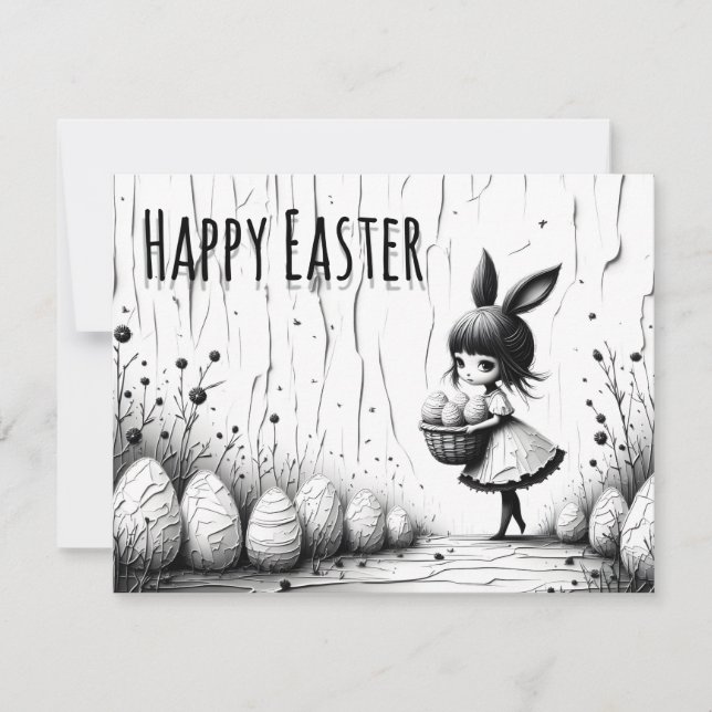 Fille de Pâques noir et blanc avec oreilles de lap (Devant)