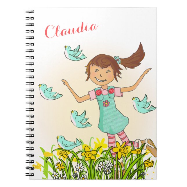 Fille de ressort chassant le carnet d'enfants (Devant)