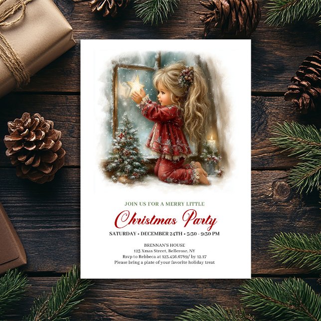 Fille de scène de vacances magique Noël invitation (Magical Holiday Scene Girl Cozy Christmas Invitation

)