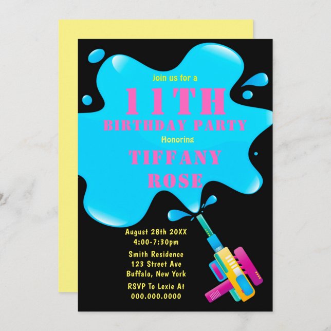 Fille d'éclaboussure d'un pistolet d'eau 11e anniv (Devant / Derrière)