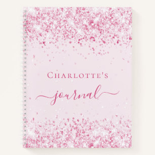 Fille du journal de nom de parties scintillant ros