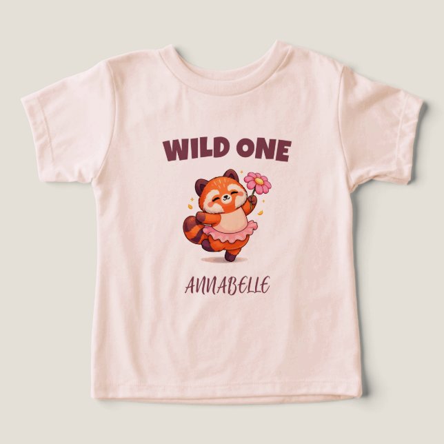 Fille du premier anniversaire Fleur de Panda Rouge (Design Recto)