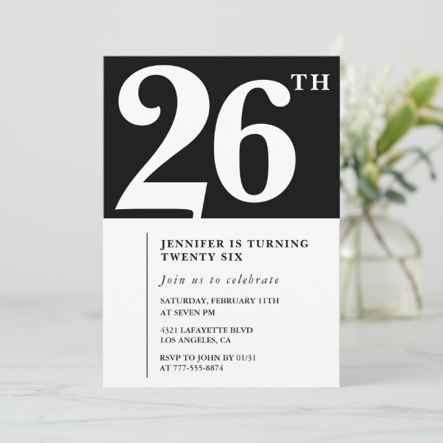 Fille Elegant 26e anniversaire invitation Chic Sim (Debout devant)