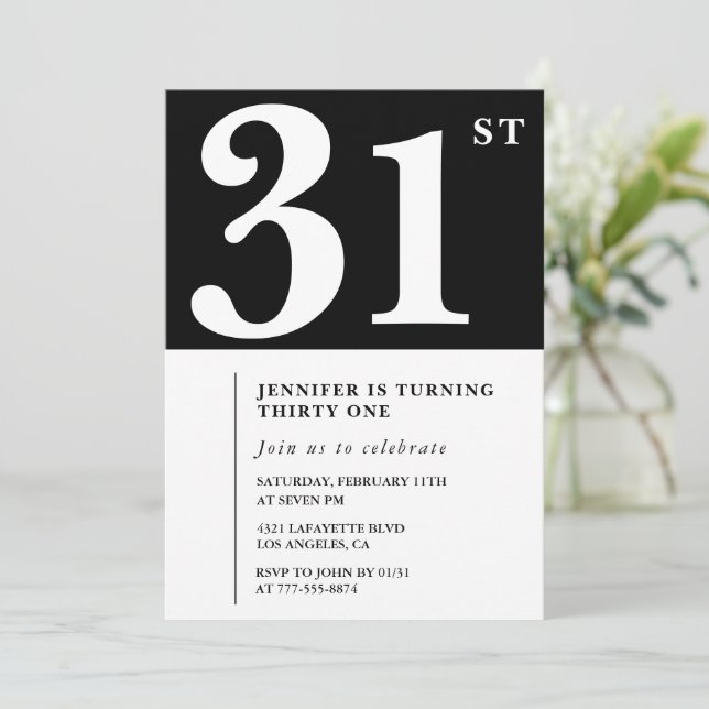 Fille Elegant 31e anniversaire invitation Chic Sim (Debout devant)