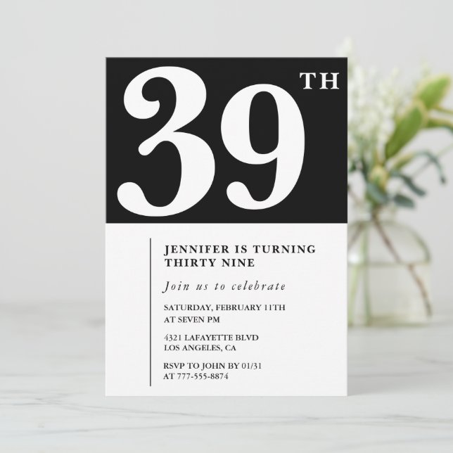 Fille Elegant 39e anniversaire invitation Chic Sim (Debout devant)