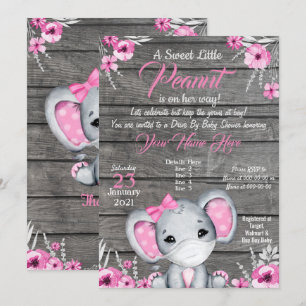 Fille Elephant Drive Par Baby shower Invitation ro