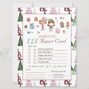 Fille Elf   Carte de rapport pour enfants