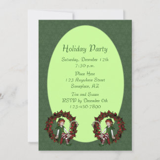 Fille Elfe sur la couronne Noël Invitation