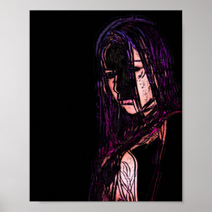 Fille en affiche d'obscurité