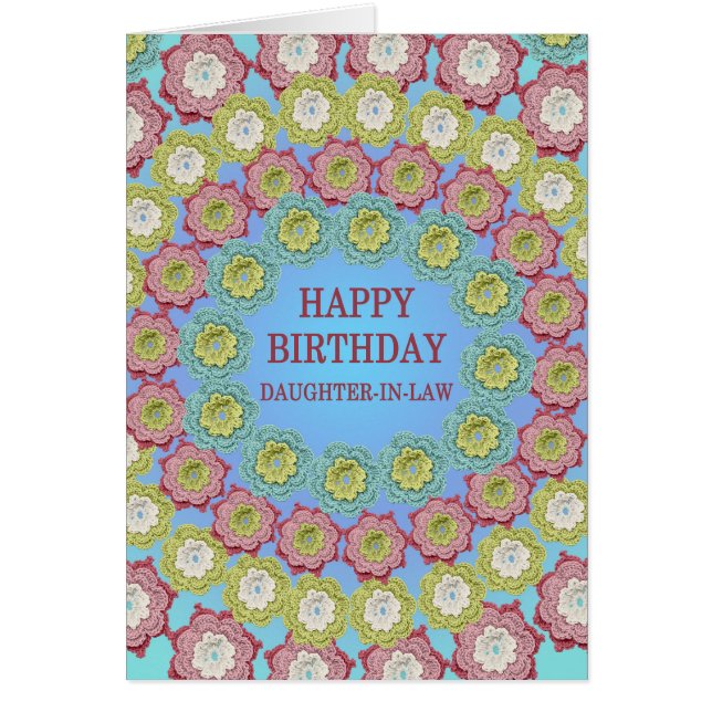 Fille En Droit Anniversaire Fleurs Crochet (Devant)