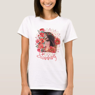 Fille en fleurs, imprimer sur demande t-shirt