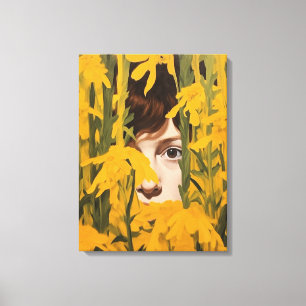 Fille en fleurs jaunes, Peinture, Décor, Toile