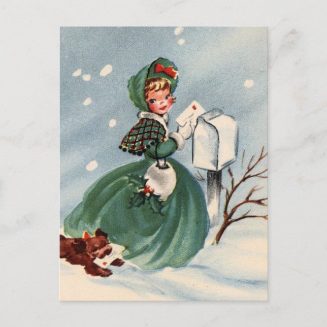 Fille en manteau vert Mailing Cartes de Noël (Devant)
