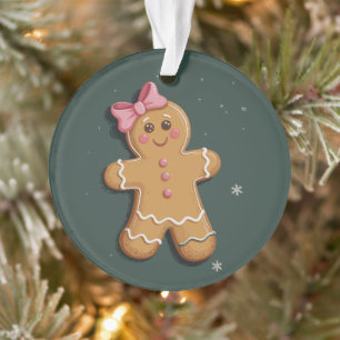 Fille en pain d'épice de Noël Ruban rose Coquette