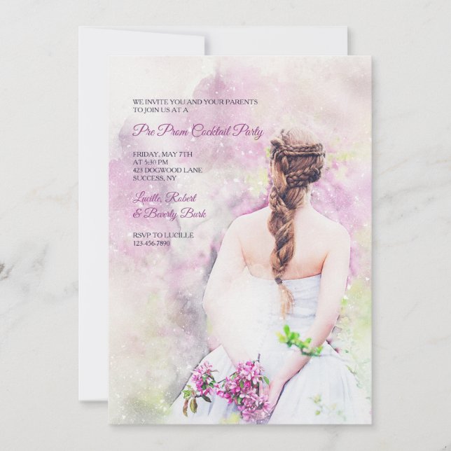 Fille en robe blanche Prom Party Invitation (Devant)