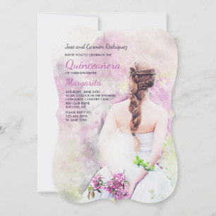 Fille en robe blanche Quinceañera Invitation