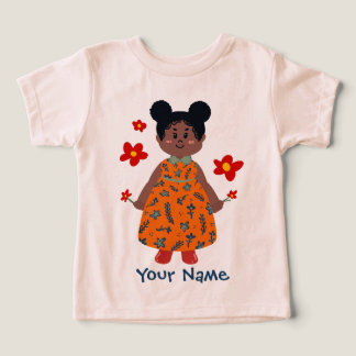 Fille en robe orange (Buns) Nom personnalisé Tout-
