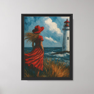 Fille en rouge par impression d'art sur toile de p