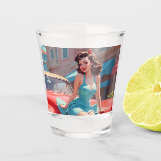 Fille en verre Brunette Pin-Up (Devant)