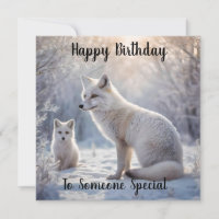 Fille Et Bébé Blanc Renard Arctique, Carte D'Anniv
