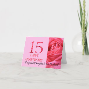 Fille et mari Anniversaire Carte Rose rose