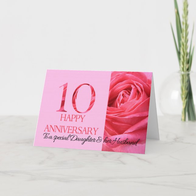 Fille et mari Anniversaire Carte Rose rose (Devant)