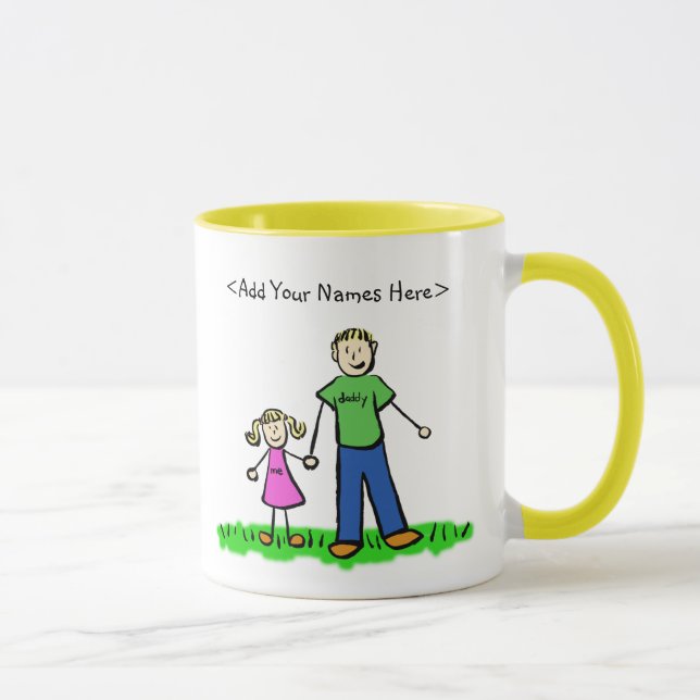 Fille et père Blond Mug (nom de la Personnaliser) (Droite)