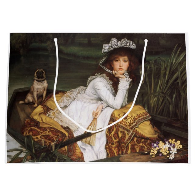 Fille et son sac cadeau carlin (Devant)