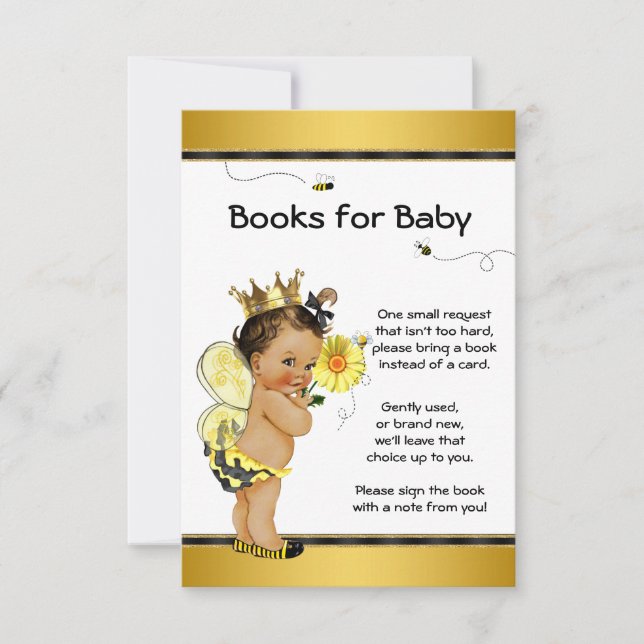 Fille ethnique Bee Bring A Book Cartes d'insertion (Devant)